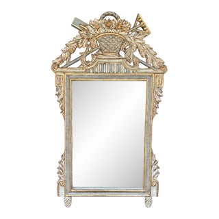 Late 20th Century Louis XVI Wall Mirror Newly Painted in Swedish Gustavian Style For Sale