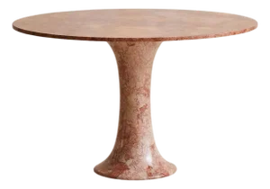 Italian Pink + Red Marble Pedestal Dining or Center Table, 1970s