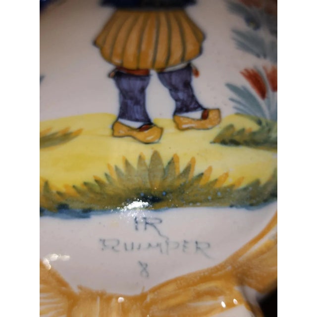 Henriot Quimper Early 1900s Early Quimper HR Henriot Wall Pocket For Sale - Image 4 of 6