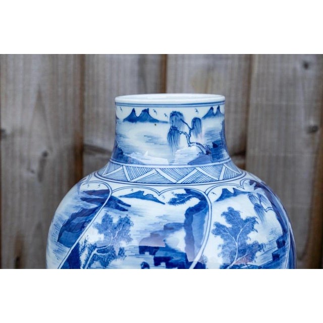 Large Antique Chinese Blue and White Porcelain Vase, 1800s For Sale - Image 10 of 18