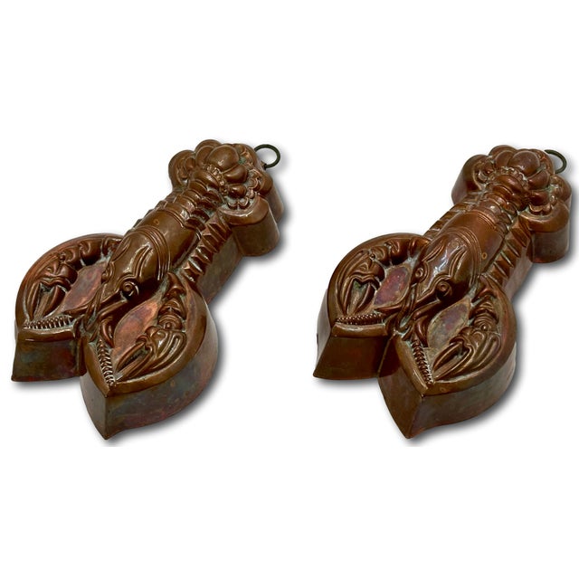 Rare Original Matching Pair of Early 1900s Antique Germany Hand Wrought Solid Copper Lobster Kitchen Molds For Sale - Image 13 of 18