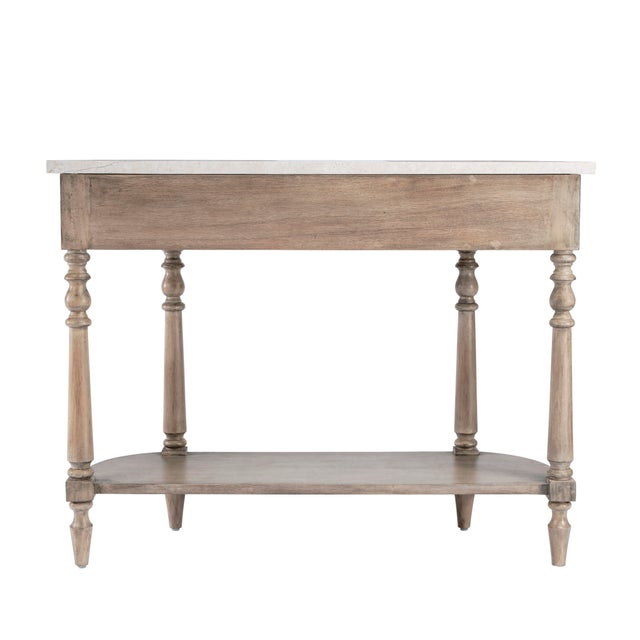Beige Danielle Marble 40" 1 Drawer Console Table, Tan/Beige For Sale - Image 8 of 10