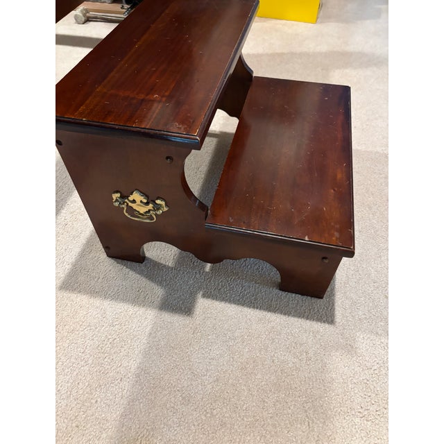 Queen Anne 1990s Queen Cherry 4 Poster Rice Headboard /Frame With Stool For Sale - Image 3 of 9