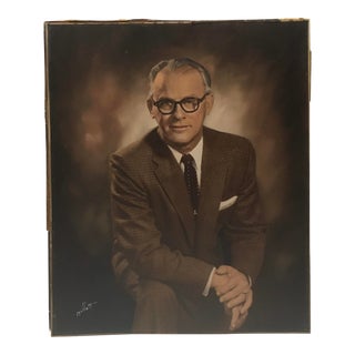 Mid 20th Century Family Portrait Hand-Colored Photograph of a Man For Sale