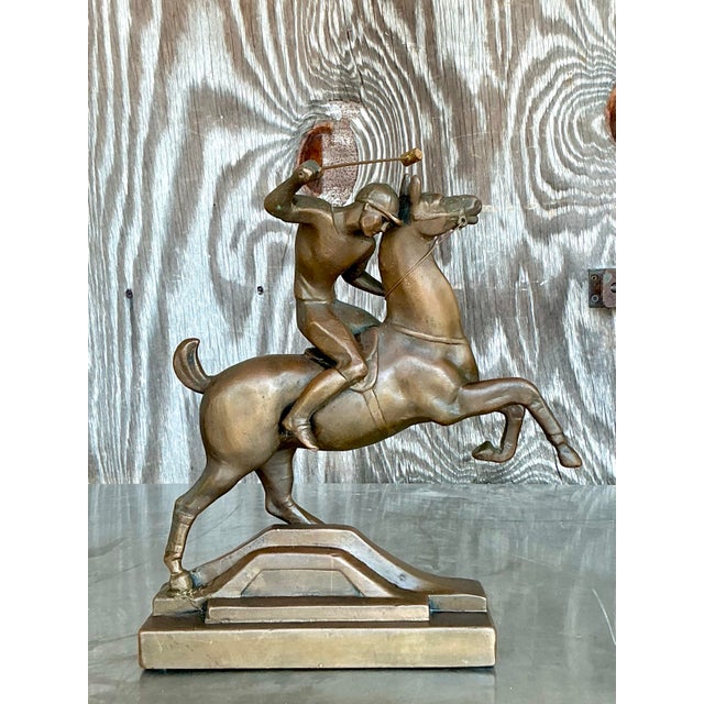 Vintage Boho Brass Horse and Rider For Sale - Image 9 of 10