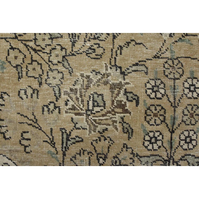 Tabriz Rug 10’1” X 12’11” Beige Wool Vintage Distressed Hand-Knotted Carpet For Sale - Image 11 of 15