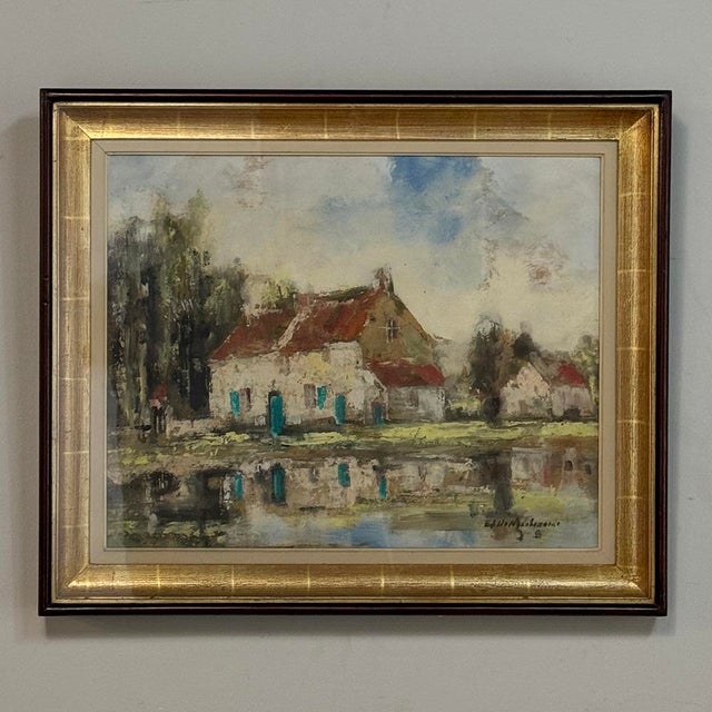Wood Framed Oil Painting on Canvas by Edmond De Meulenaire (1884–1963) For Sale - Image 7 of 15