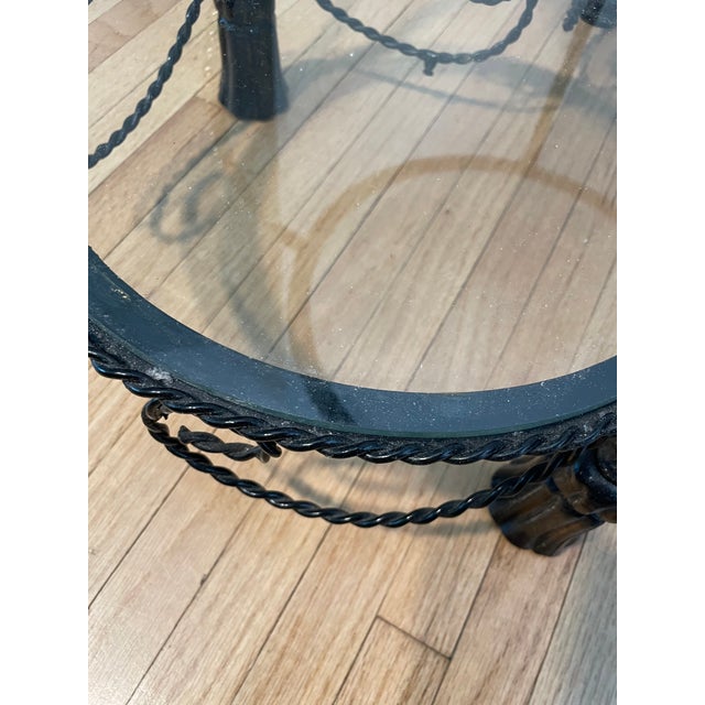 1980s Italian Hollywood Tiered Rope and Tassel Table Plant Stand Iron For Sale - Image 5 of 10