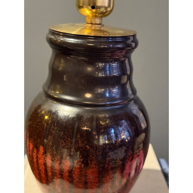 Ceramic Art Deco Black and Orange Otto Table Lamp from Upsala-Ekeby, 1938 For Sale - Image 7 of 13