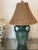 French Country Antique French Country Glazed Terracotta Lamp With Woven Shade For Sale - Image 3 of 4