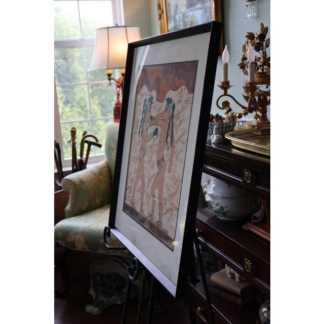 1970s Masakis Signed Batik After the Akrotiri “Boxing Children” Fresco For Sale - Image 11 of 18
