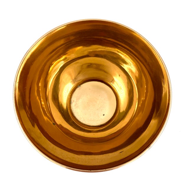 Vintage 1960s Brass Bowl With Elephant Head Rings, Mid-Century Ice Bucket or Planter For Sale - Image 4 of 9