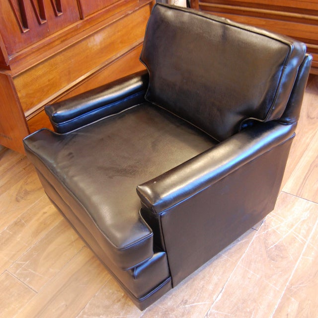MidCentury Black Vinyl Club Chair Chairish