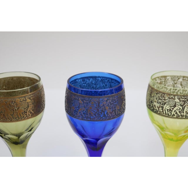 1920s Art Deco Chalices by Ludwig Moser for Karlovy Vary, Former Czechoslovakia, 1920, Set of 5 For Sale - Image 5 of 14