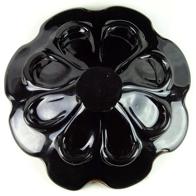 Murano Vintage Murano Black Copper Aventurine Spiderweb Design Italian Art Glass Centerpiece Bowl For Sale - Image 4 of 5