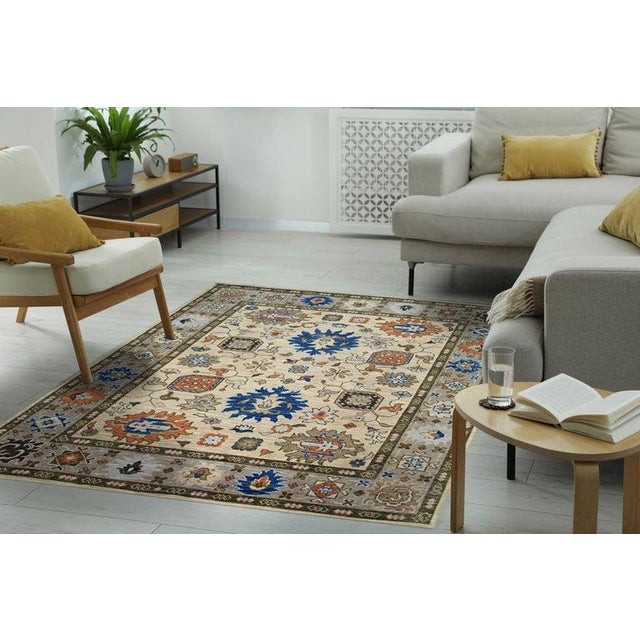 8x10 Ivory Hand-Knotted Wool Floral Symphony Classic Traditional Carpet Rug For Sale - Image 9 of 10