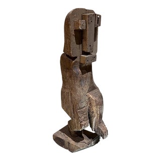 1970s Brutalist Carved Wood Sculpture For Sale