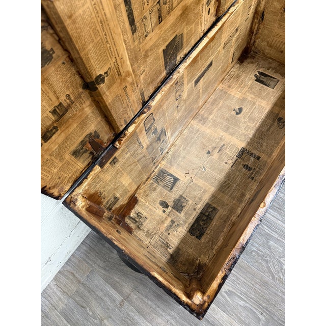 Antique Primitive Painted Pine Blanket Chest Trunk For Sale - Image 14 of 15