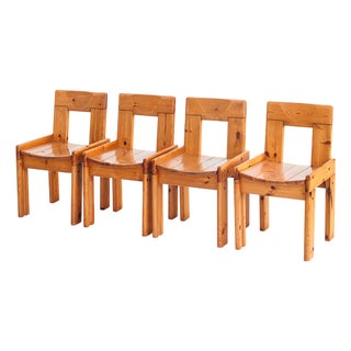 Vintage Pine Chairs attributed to Silvio Coppola for Fratelli Montin, Italy, 1970s, Set of 4 For Sale