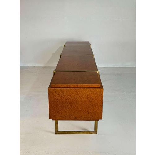 Mid-Century Burlwood and Brass Sideboard For Sale - Image 12 of 15