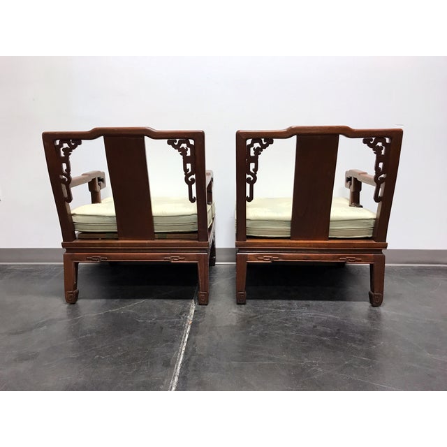 Asian Korean Carved Mahogany Lounge Chairs Pair Chairish