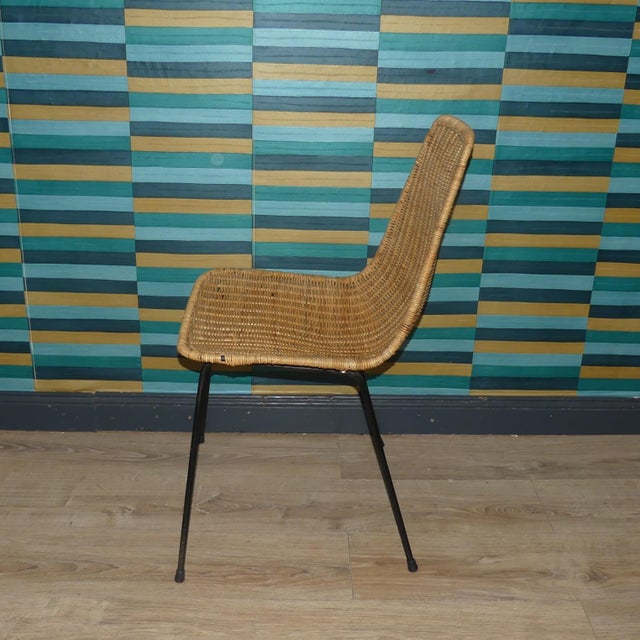 Basket Chair in Rattan and Metal from Gian Franco Legler, 1950s For Sale - Image 5 of 10