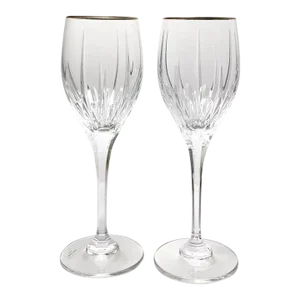 1990s Mikasa “Golden Lights” Pair of Crystal Water Glasses
