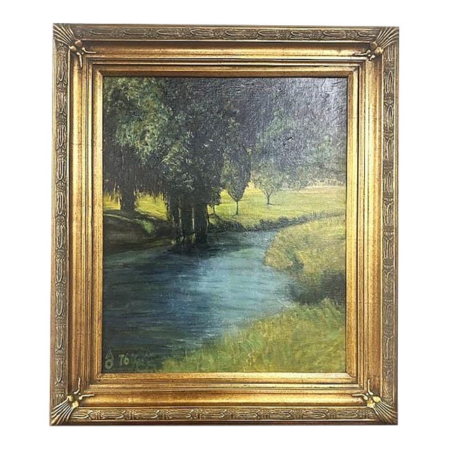 Vintage Oil on Canvasboard by A. Oberdorfer For Sale