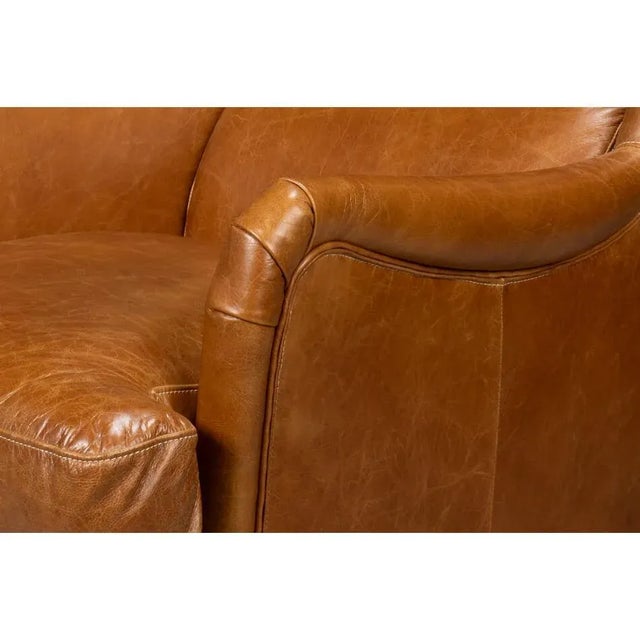 Wood Classic Leather Wingback Chair Cuban Brown For Sale - Image 7 of 12