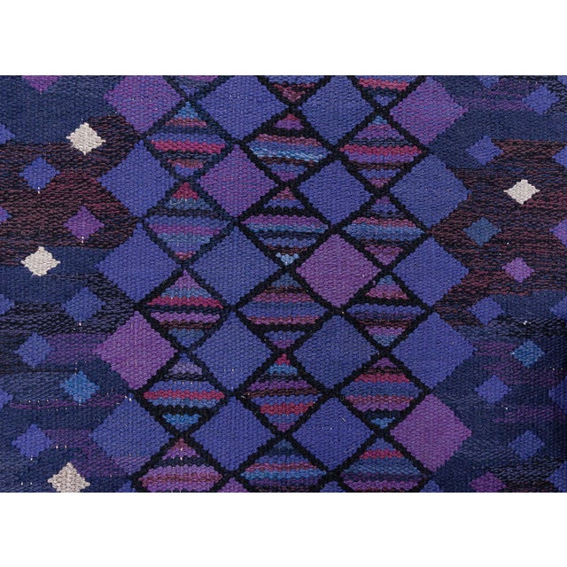 Blue Vintage Scandinavian Blue Flatweave Rug by Märta Måås-Fjetterström, AB MMF For Sale - Image 8 of 11