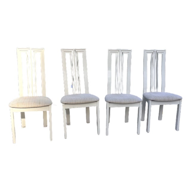 Vintage Italian Postmodern High-Back Slat Chairs by Tonon & C. - Set of 4 For Sale