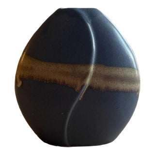 Contemporary Sculptural Ceramic Bud Vase in Matte Charcoal & Earth Glaze For Sale