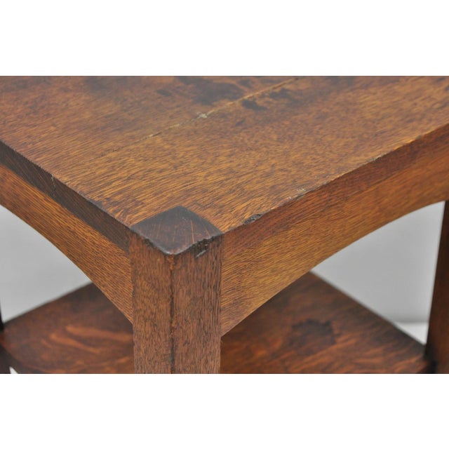 Antique Arts & Crafts Mission Oak Stickley Style 2 Tier Plant Stand Side Table For Sale In Philadelphia - Image 6 of 15