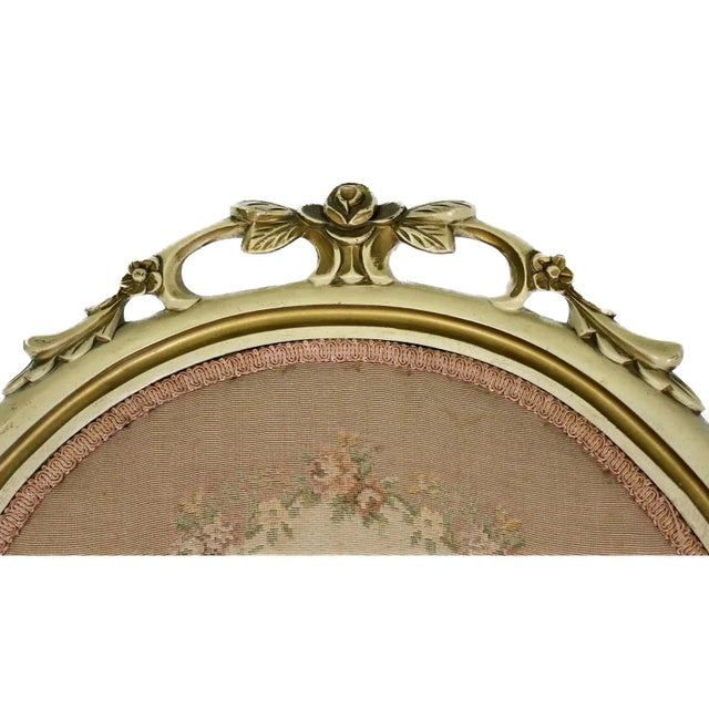 Wood Antique Louis XVI Style Painted Aubusson Fauteuil Armchair For Sale - Image 7 of 11