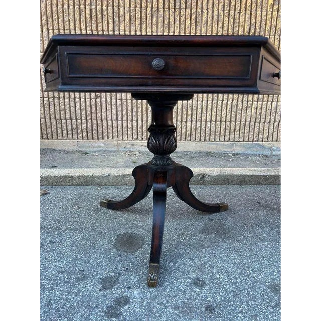 Early 20th Century Georgian Octagonal Leather Inset Library Side Table For Sale In Washington DC - Image 6 of 13