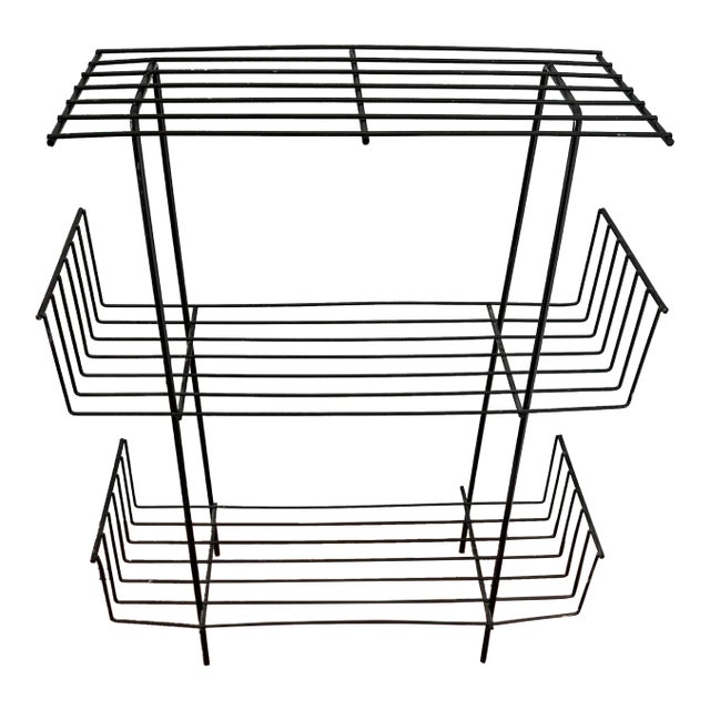Mid Century Modern Wire Metal Plant Storage Shelving Rack For Sale