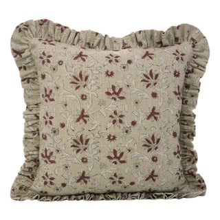 Fabdivine Eco-Friendly Block Printed Frill Cover Cover 24x24 Inch Thick Linen- Aradhana For Sale