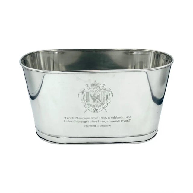 Silver Late 20th Century Napoleon Bonaparte Quote Silver Metal Champagne Ice Bucket Barware Party For Sale - Image 8 of 12