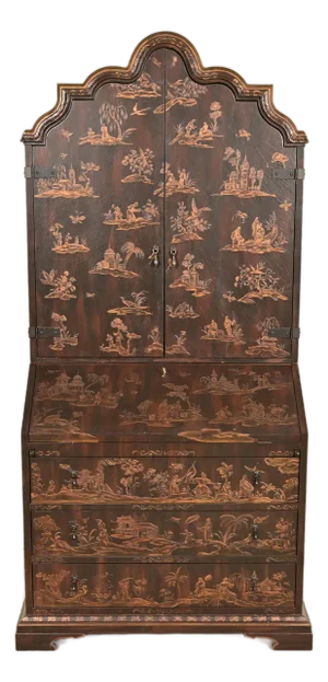 Baker Furniture McMillen Collection Venetian Chinoiserie Bureau With Secretary Desk