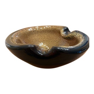 1970s Mid-Century Gold & Brown Italian Glass Bowl For Sale