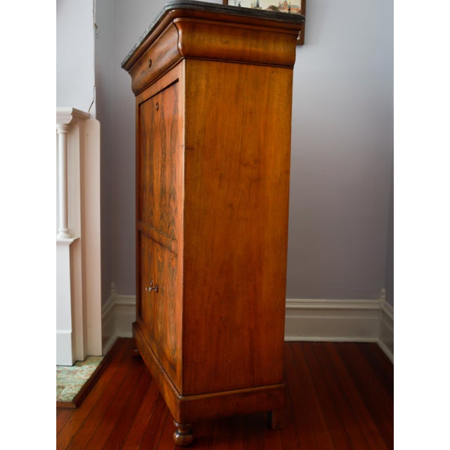 19th C French Louis Philippe Secretary Desk, Secretaire À Abattant With Black Marble Top For Sale - Image 13 of 18
