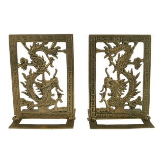 Asian Brass Phoenix Bookends,a Pair For Sale