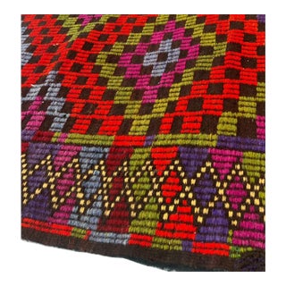 Mid-Century Handwoven Anatolian Kilim Expressive Geometric Symbolism & Heritage Wool For Sale