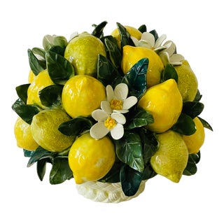 1950s Boho Lemon Topiary Porcelain Centerpiece For Sale