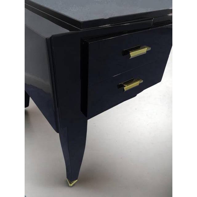 French Art Deco Black Lacquered Executive Desk, 1930s For Sale - Image 16 of 18