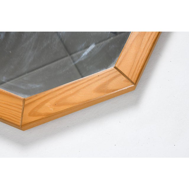 Mid-Century Modern Danish Octagonal Wooden Wall Mirror in Pine, Denmark, 1970s For Sale - Image 3 of 4