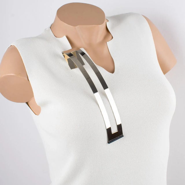 Modernist Giant Chrome Brooch by Valerie Mainguet For Sale - Image 4 of 12