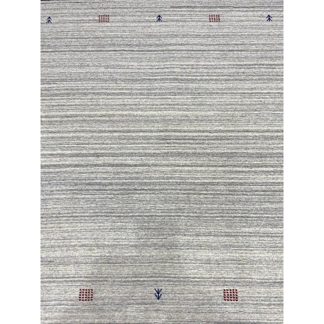 5x8 Ivory Hand-Knotted Wool Framed Openness Modernist Design Modern Carpet Rug For Sale - Image 4 of 5