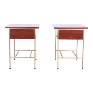 Paul McCobb Irwin Collection Mahogany and Brass Nightstands, Newly Refinished For Sale