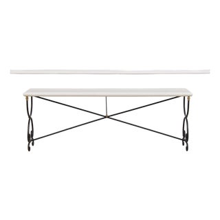 Wrought Iron Base Marble Top Console Sofa Table For Sale